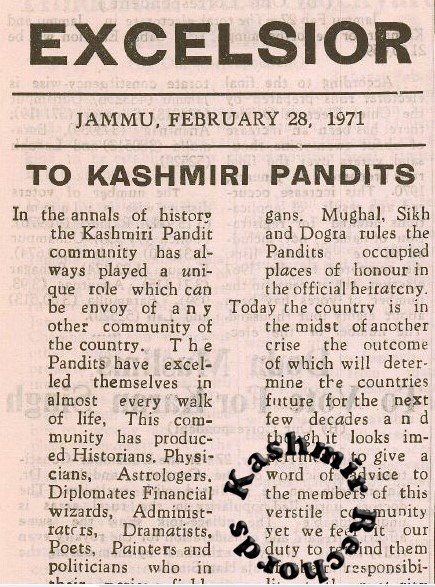 When Kashmiri Pandits were at Crossroads during 1971 Election !