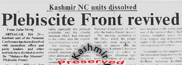 When NC Lauded JKLF and Sought to Reignite the Plebiscite Front