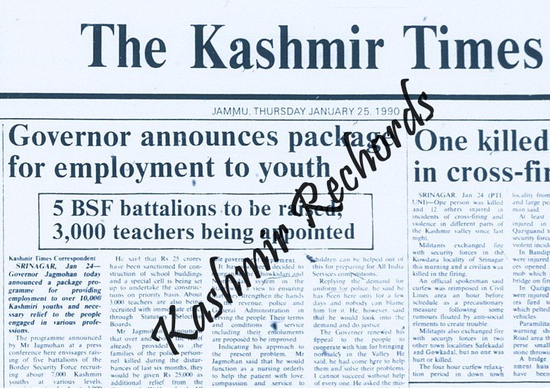 Jagmohan provides employment opportutities to Kashmiri Muslims 