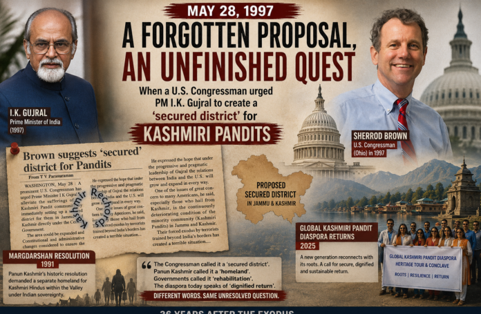 1997 newspaper clipping discussing a secured district for Kashmiri Pandits