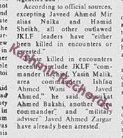 When Newspapers Declared Yasin Malik dead---second time