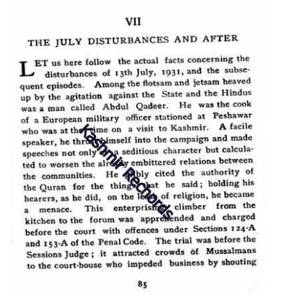 Front cover of the 1932 edition of the book Warning of Kashmir by G.S. Raghavan
