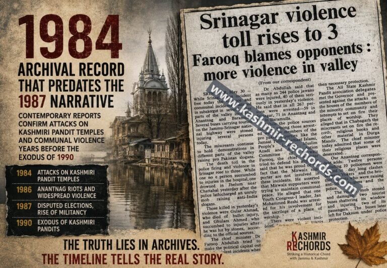 1984 Archives debunk the 1987 Kashmir Myth