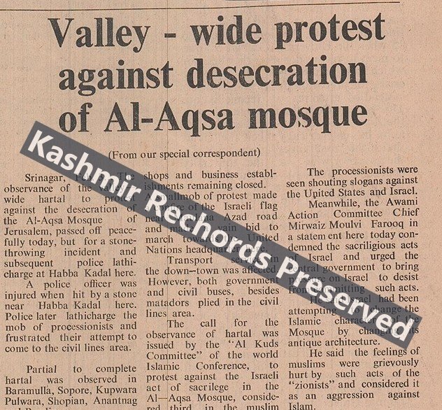 Wide-spread protest in Kashmir ober desecration of Al-Aqsa mosque