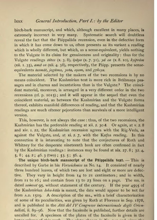 Kashmirian Atharva Veda , 1901