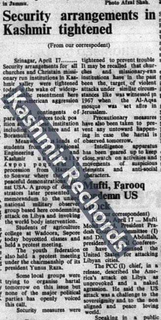Christians of Kashmir provided security