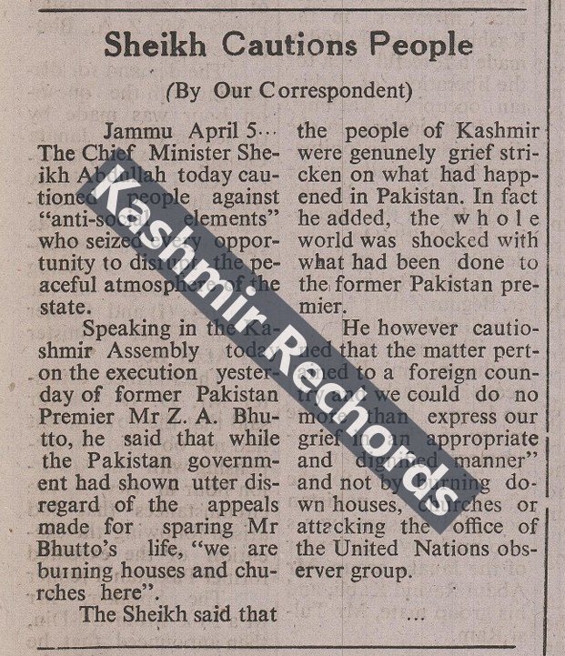 Sheikh Abdullah cautions against attacks on Christians of Kashmir