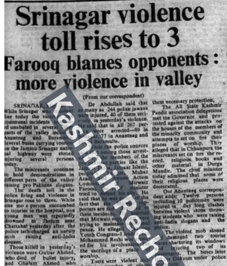 Newspaper clipping highlighting assault on minority shops and religiouds places in  May 1984.