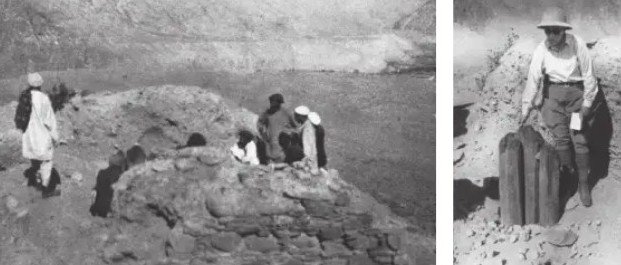 Mounds and the pillars where Gilgit manuscripts were excavated.

